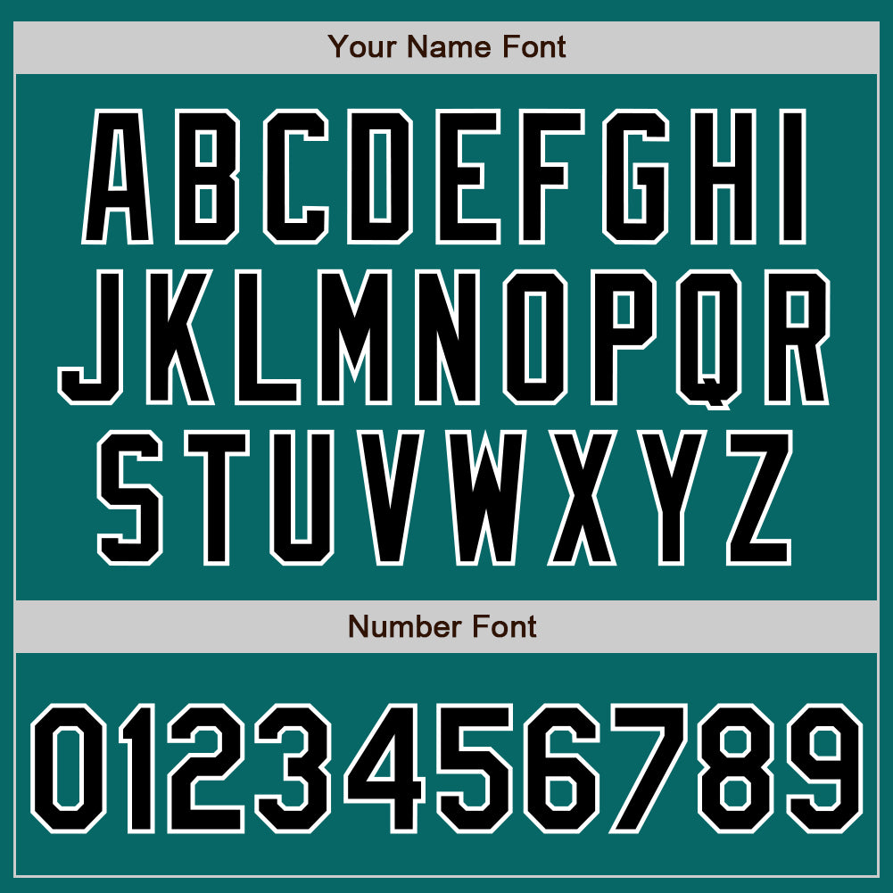 Custom Teal Black-White Authentic Baseball Jersey view 8