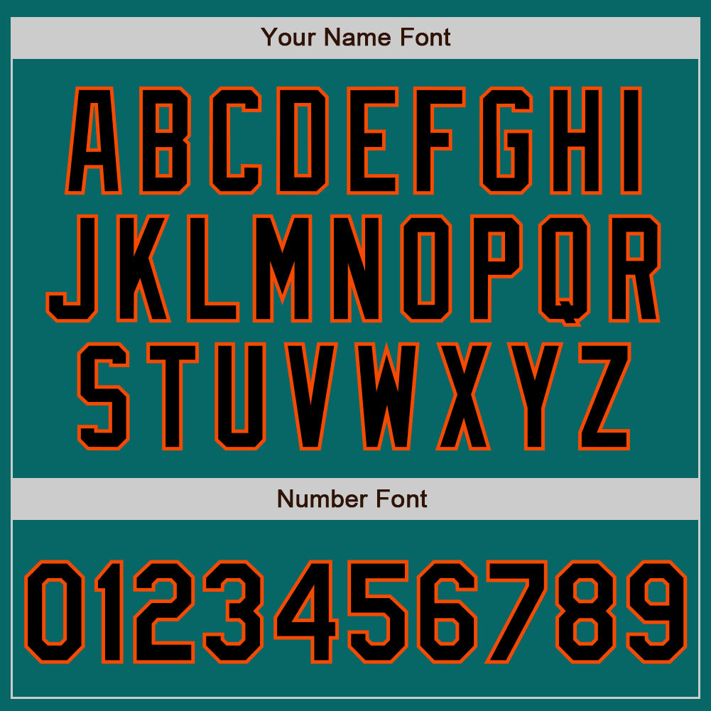 Custom Teal Black-Orange Authentic Baseball Jersey view 8