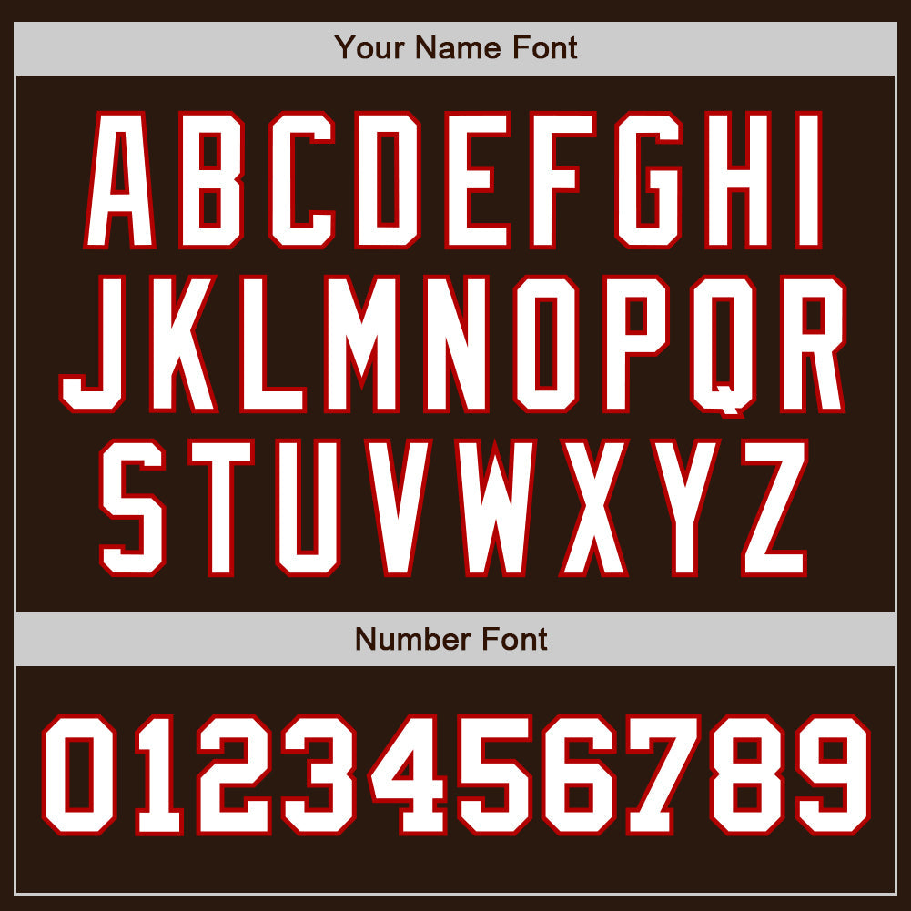 Custom Brown White-Red Authentic Two Tone Baseball Jersey view 5