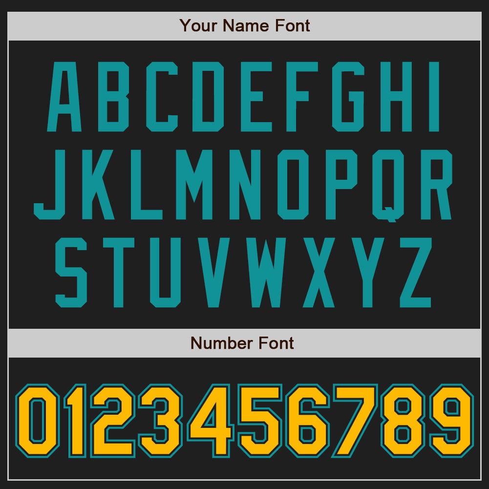 Custom Black Gold-Teal Authentic Two Tone Baseball Jersey view 5