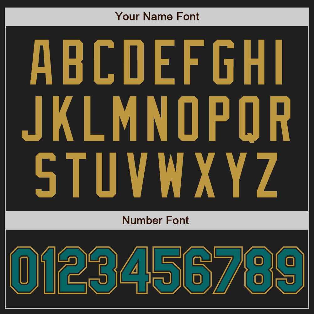 Custom Black Teal-Old Gold Authentic Two Tone Baseball Jersey view 5