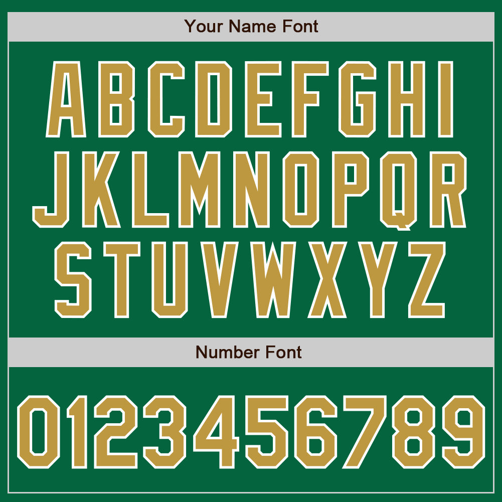 Custom Kelly Green Old Gold-White Authentic Two Tone Baseball Jersey view 5