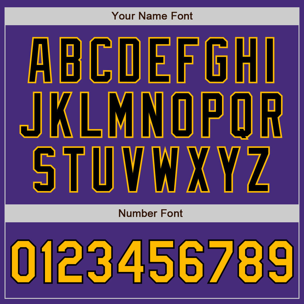 Custom Purple Gold-Black Authentic Two Tone Baseball Jersey view 5