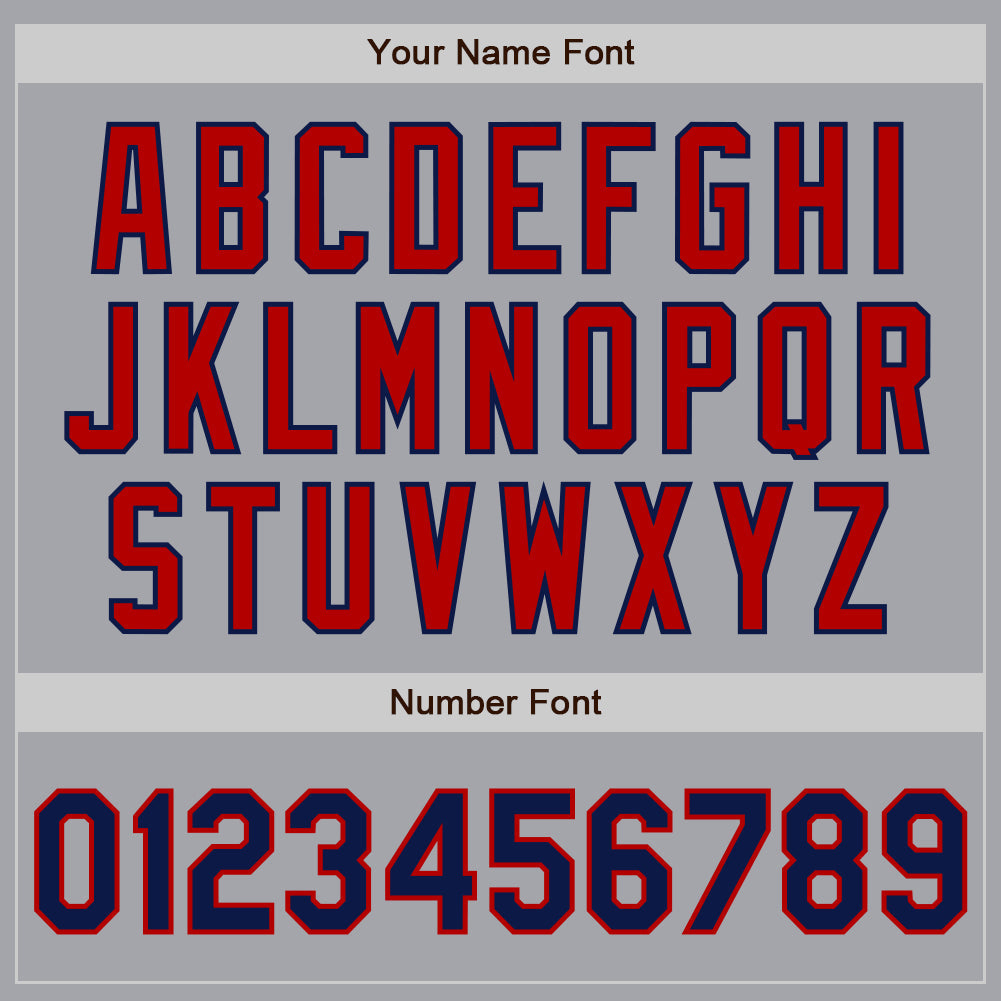 Custom Gray Navy-Red Authentic Two Tone Baseball Jersey view 5