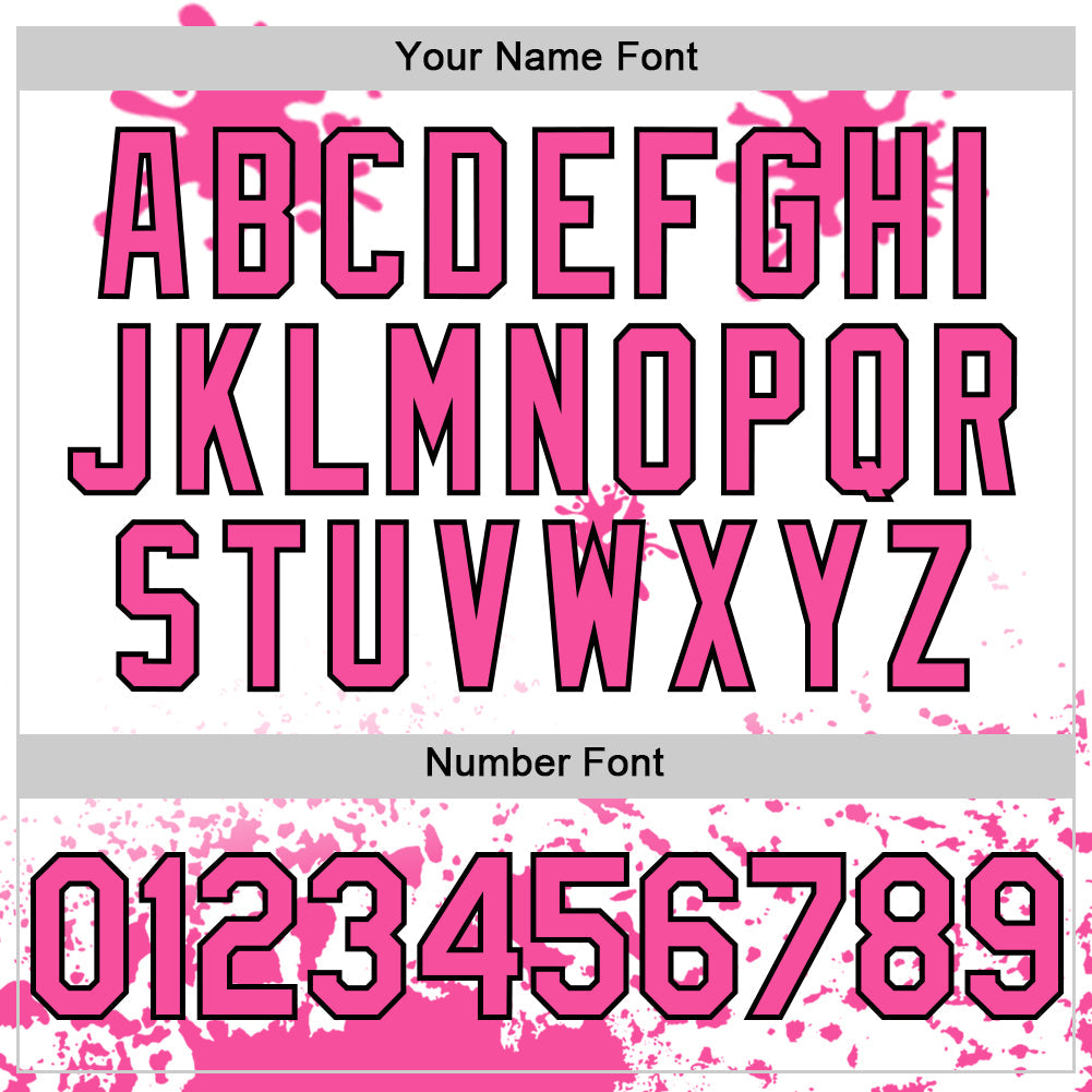 Custom White Pink Black-Blue Splatter Camo Two Tone Authentic Baseball Jersey view 5