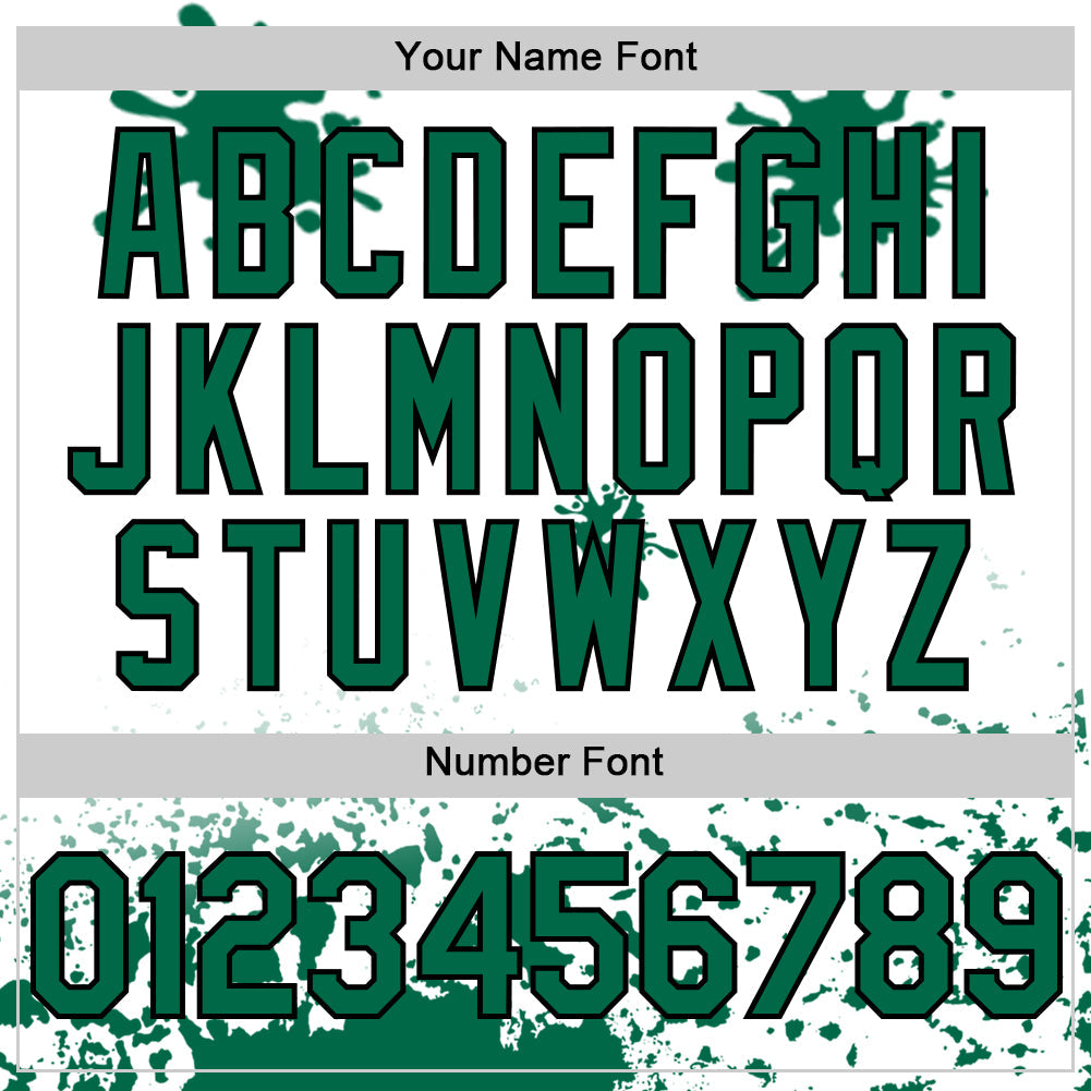 Custom White Kelly Green-Black Splatter Camo Two Tone Authentic Baseball Jersey view 5