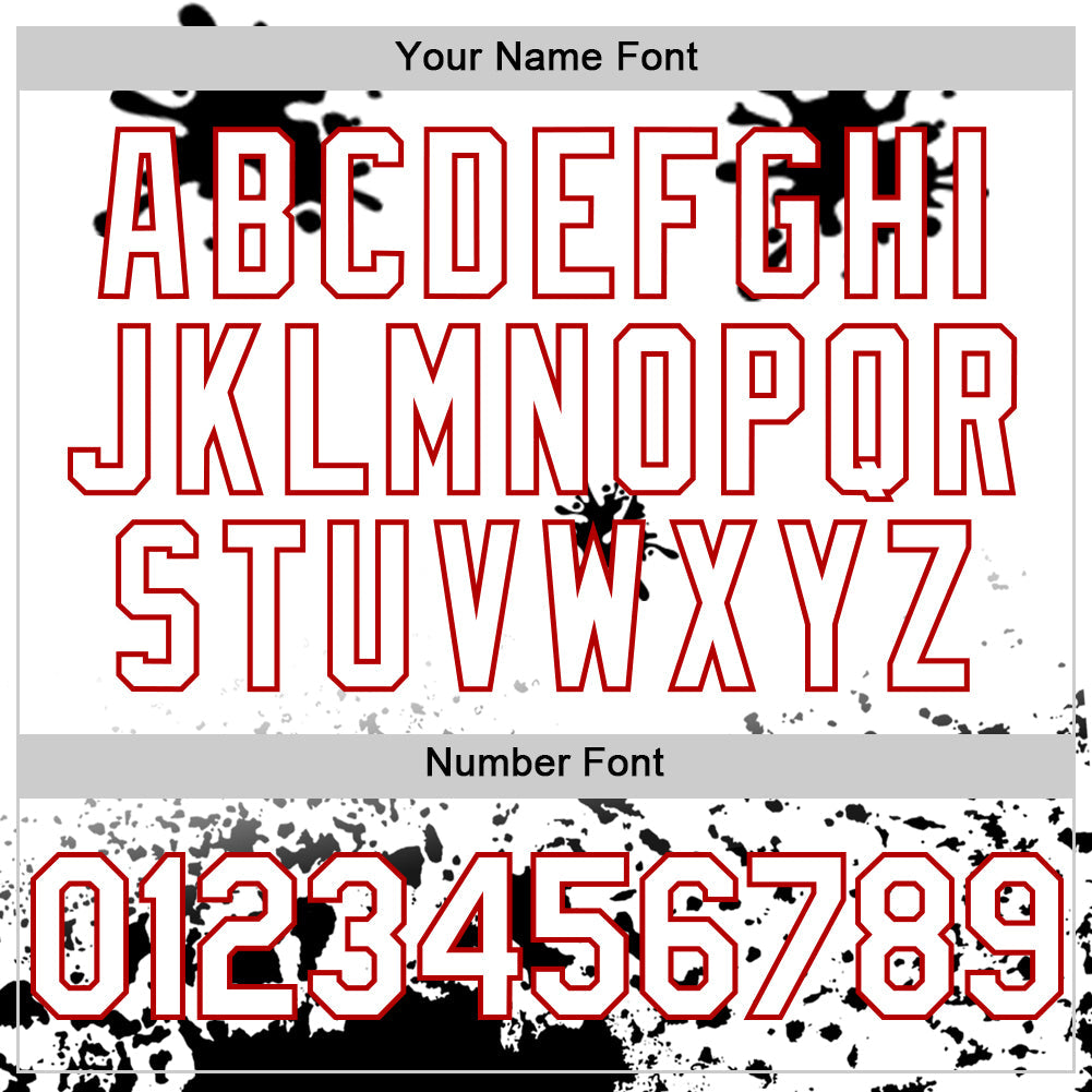 Custom White Red-Black Splatter Camo Two Tone Authentic Baseball Jersey view 5