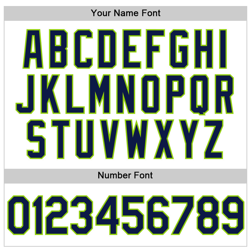 Custom White Navy-Neon Green Authentic Throwback Baseball Jersey view 5