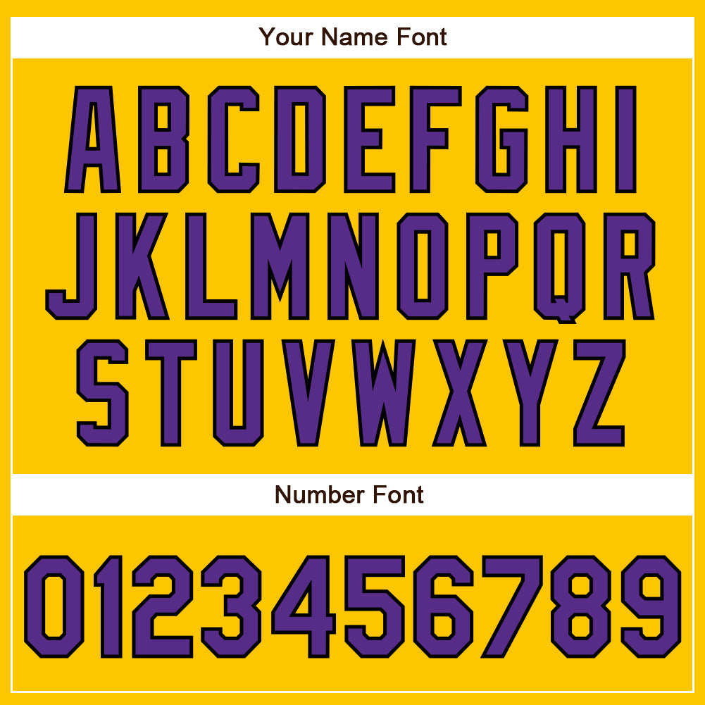Custom Yellow Purple-Black Authentic Baseball Jersey view 5