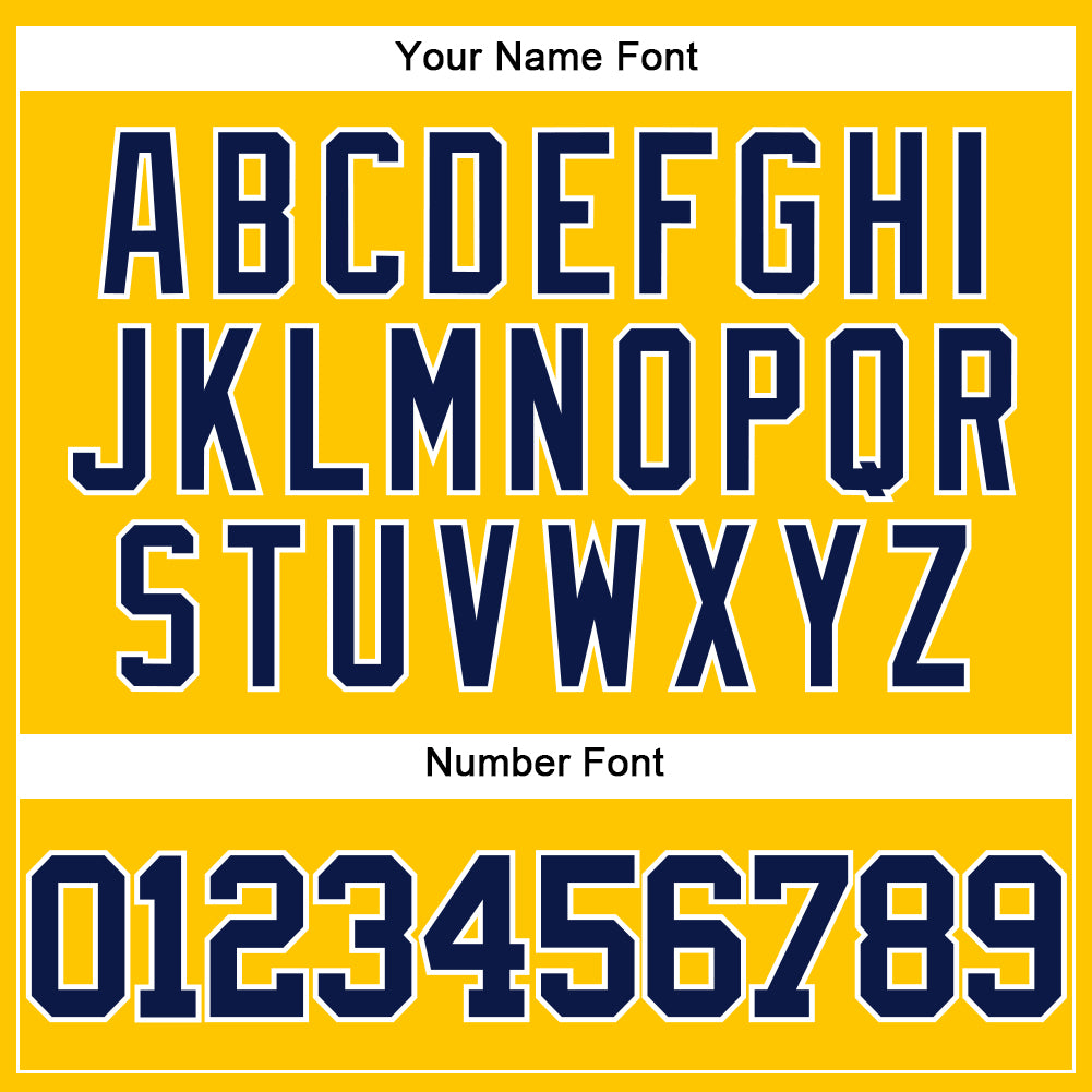 Custom Yellow Navy-White Authentic Baseball Jersey view 5