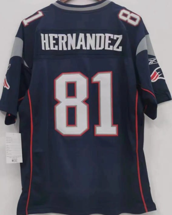 NE.Patriots #81 Aaron Hernandez Vintage Navy Game Player Jersey Stitched American Football Jerseys - Main View