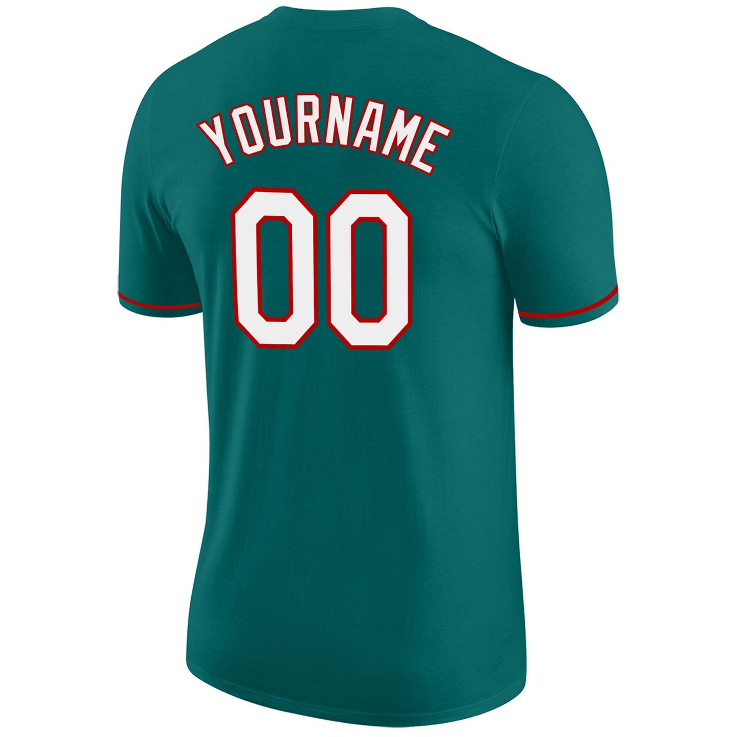 Custom Aqua White-Red Performance T-Shirt view 6