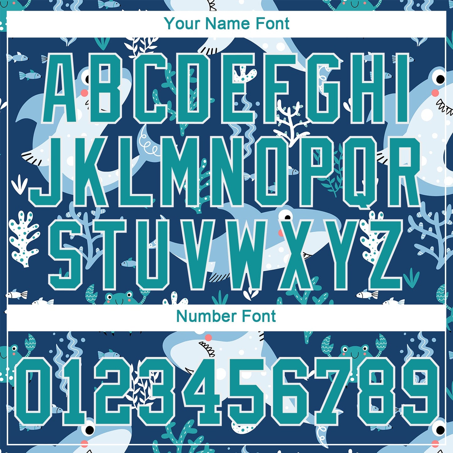 Custom Teal Teal-White 3D Pattern Design Sharks Authentic Baseball Jersey view 5
