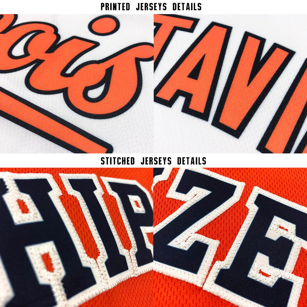 Custom White Orange-Black Baseball Jersey view 6
