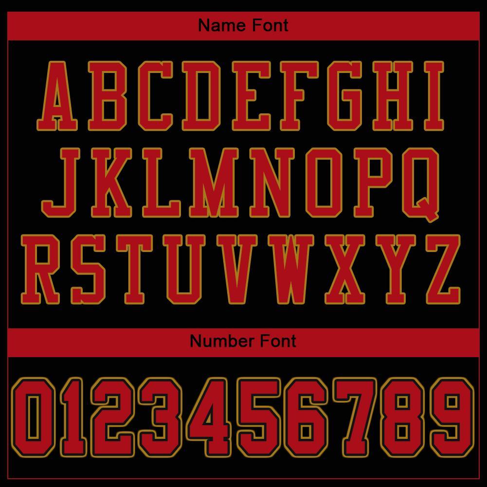 Custom Black Red-Old Gold Mesh Authentic Football Jersey view 5