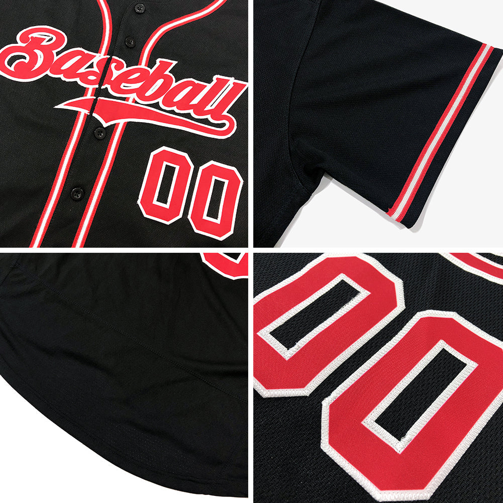 Custom Black Orange-White Authentic Baseball Jersey view 6