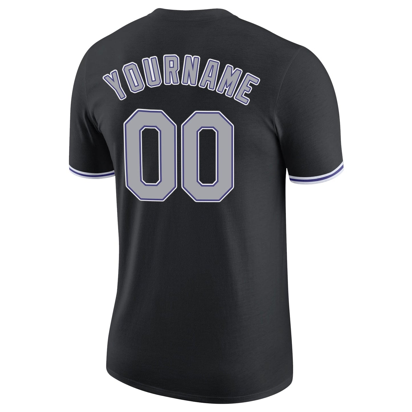 Custom Black Gray-Purple Performance T-Shirt view 6