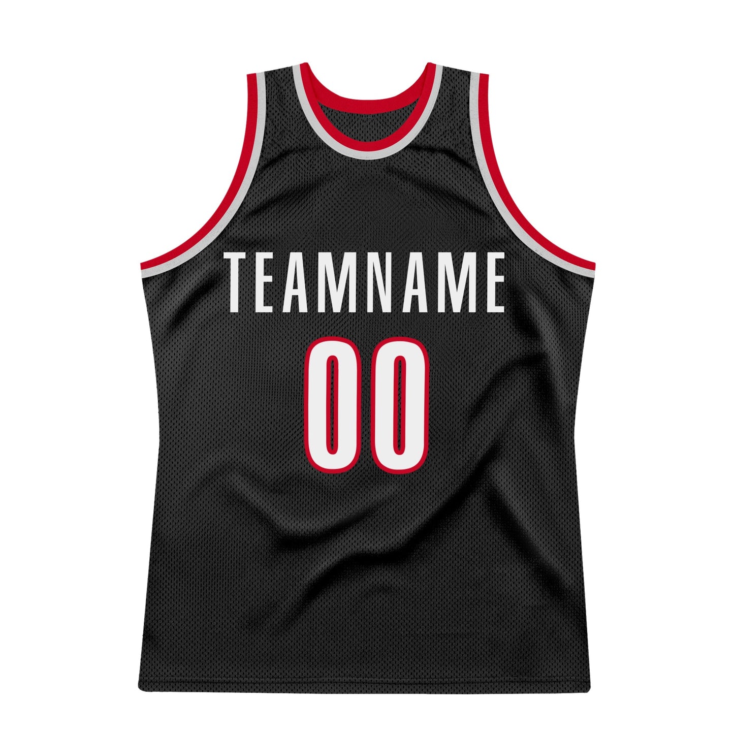 Custom Black White-Red Authentic Throwback Basketball Jersey view 7