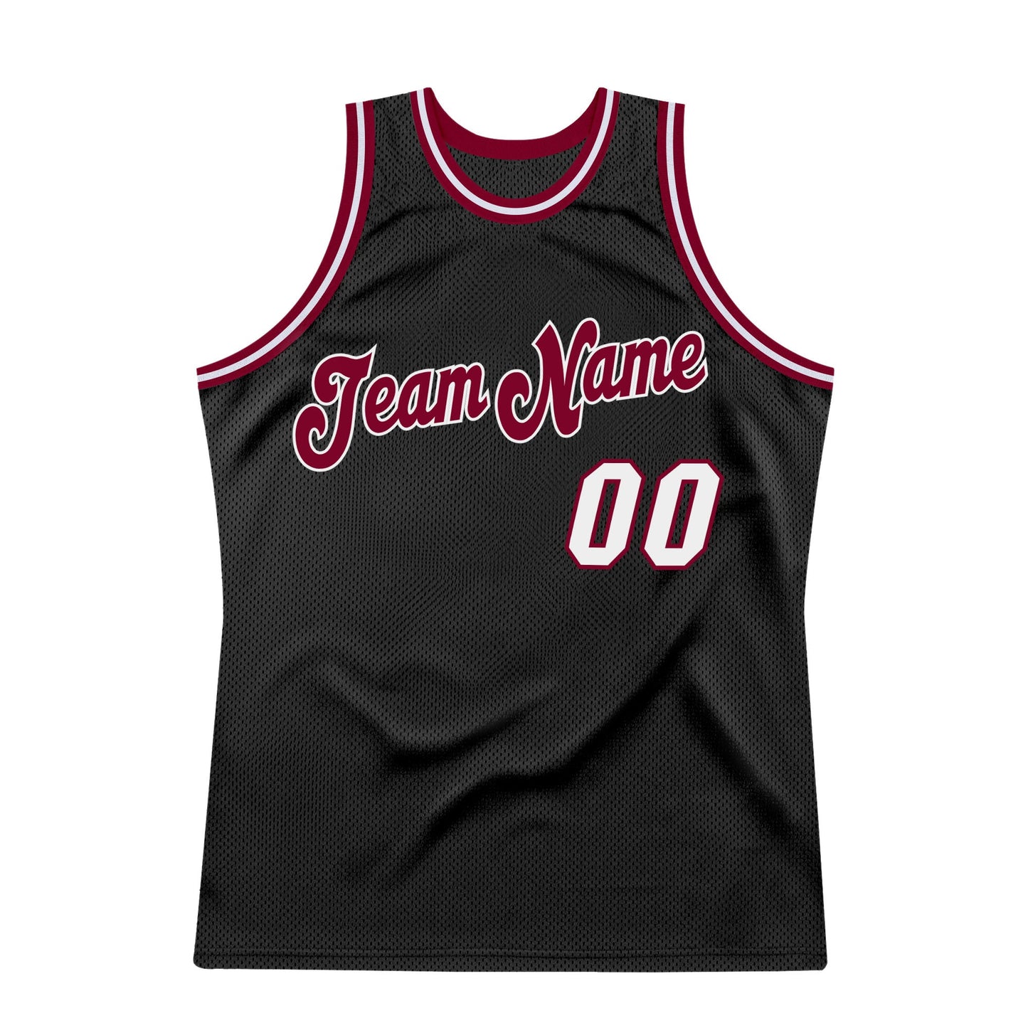 Custom Black White-Maroon Authentic Throwback Basketball Jersey view 7