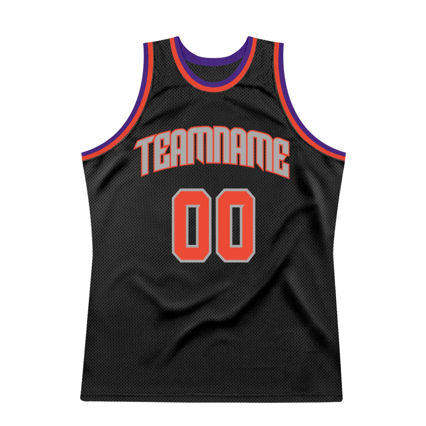 Custom Black Orange-Gray Authentic Throwback Basketball Jersey view 7
