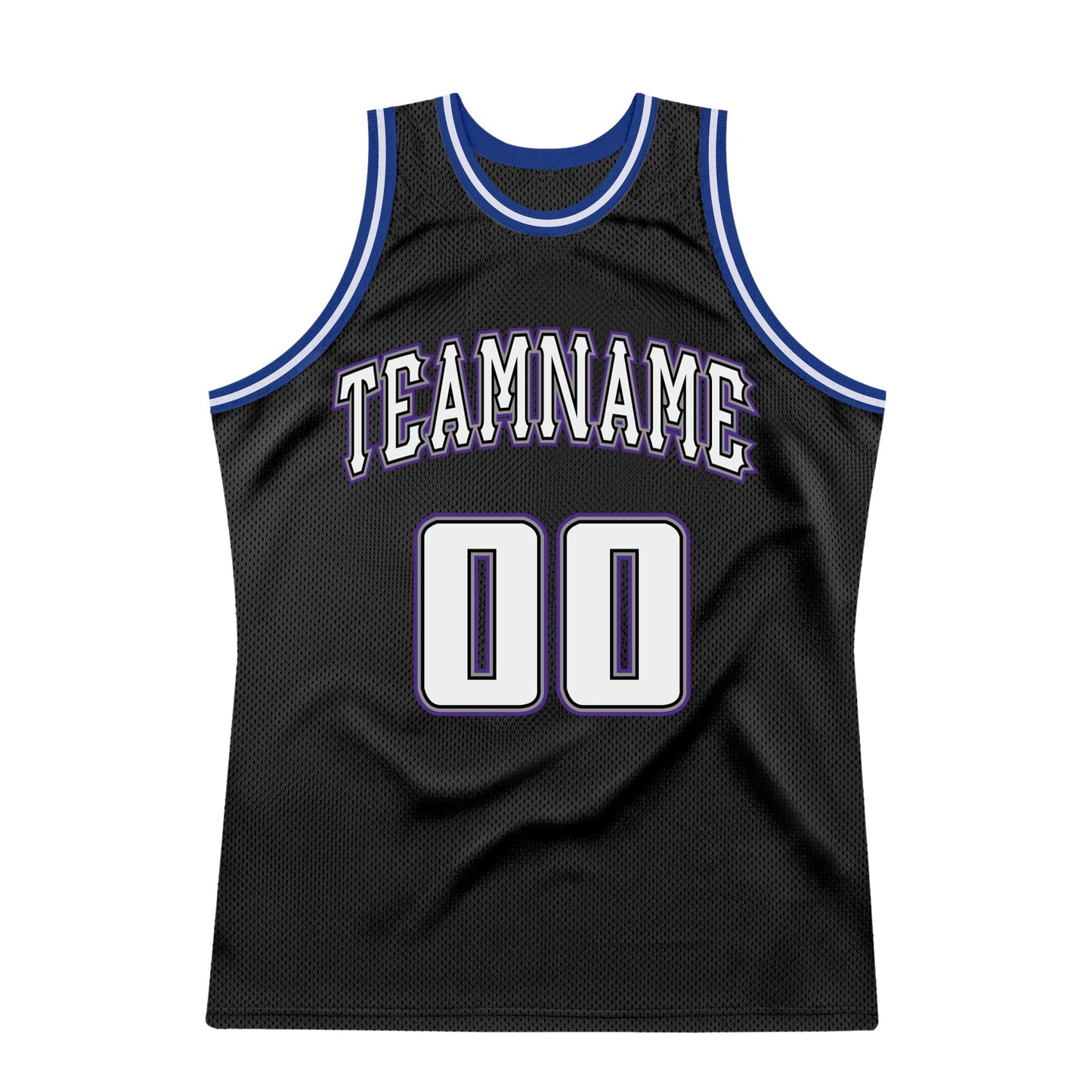 Custom Black White-Royal Authentic Throwback Basketball Jersey view 7