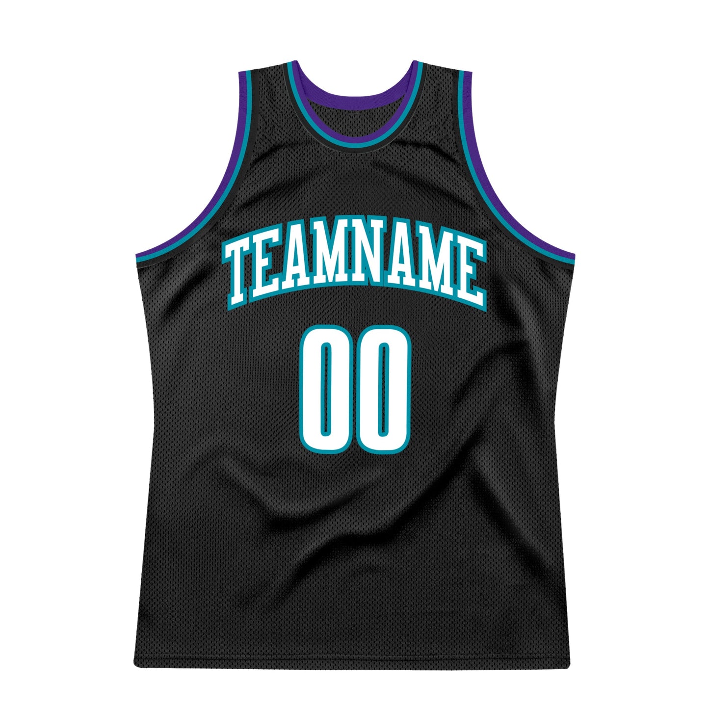Custom Black White-Teal Authentic Throwback Basketball Jersey view 6