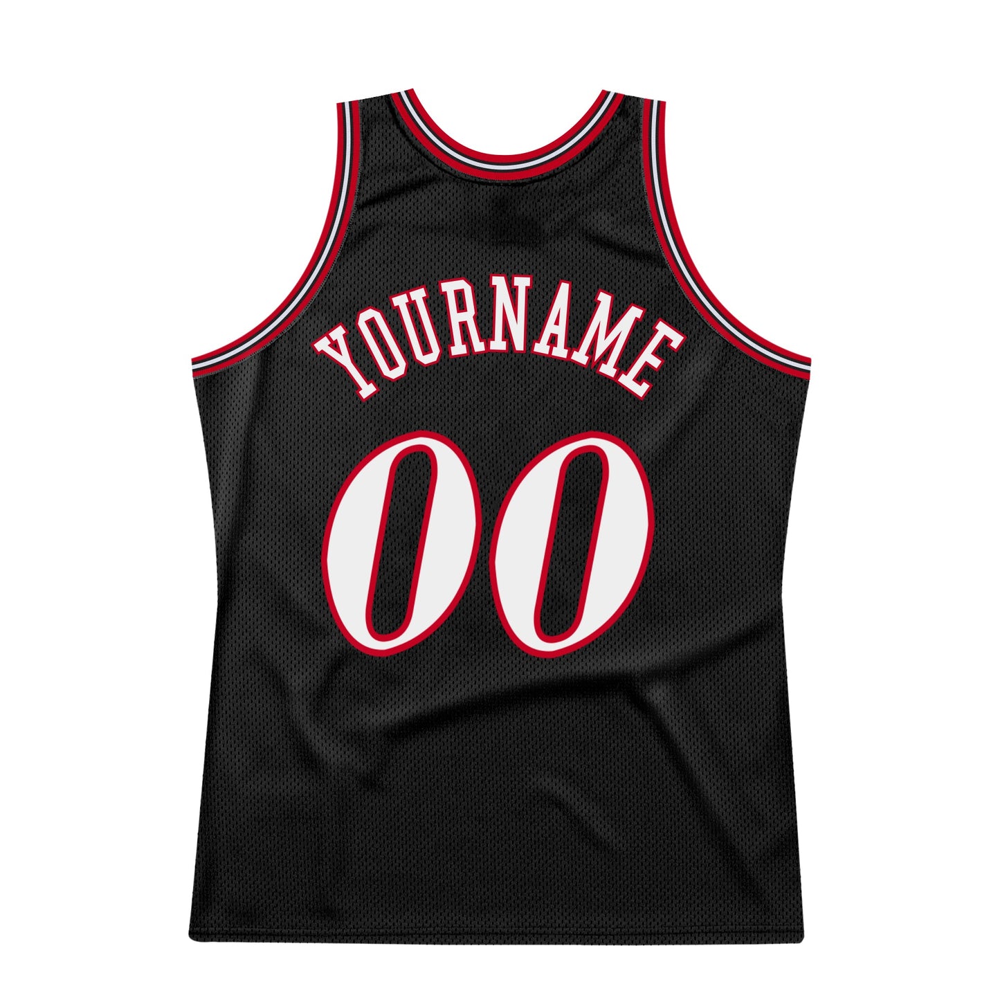 Custom Black White-Red Authentic Throwback Basketball Jersey view 6