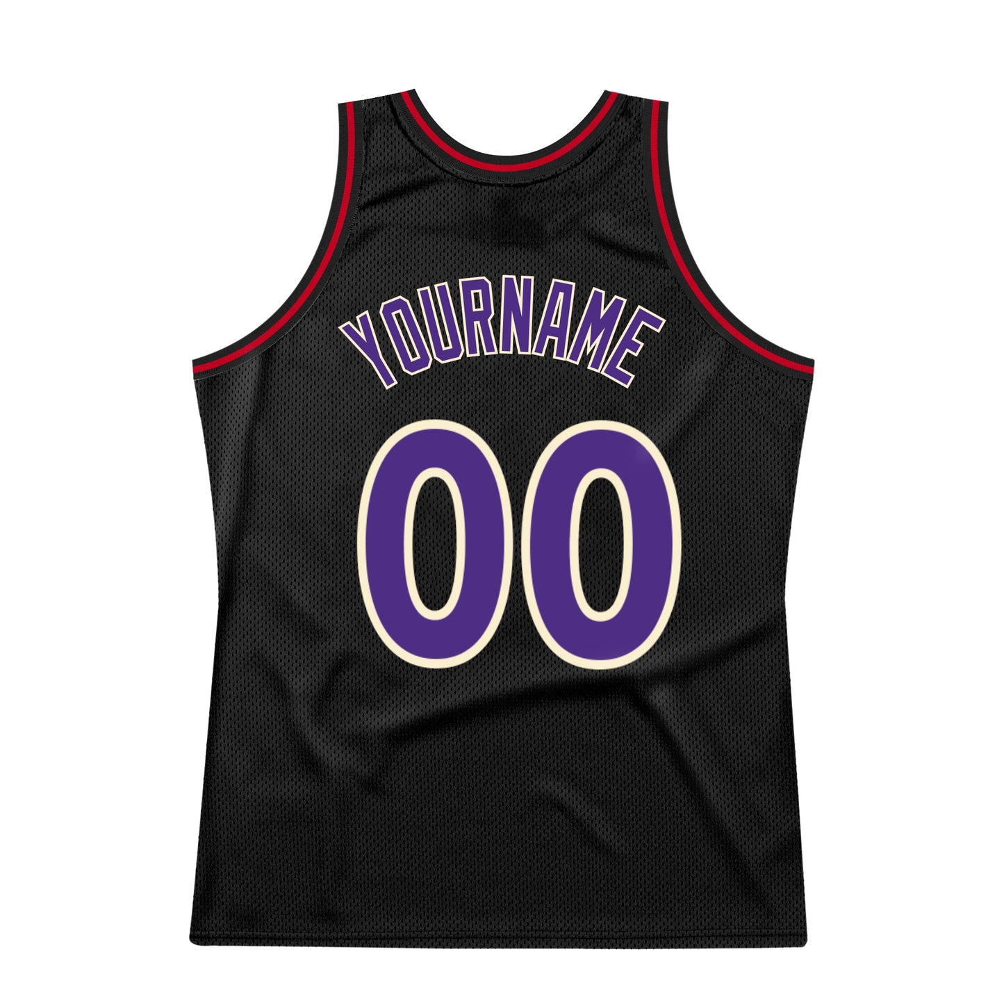Custom Black Purple-Red Authentic Throwback Basketball Jersey view 6