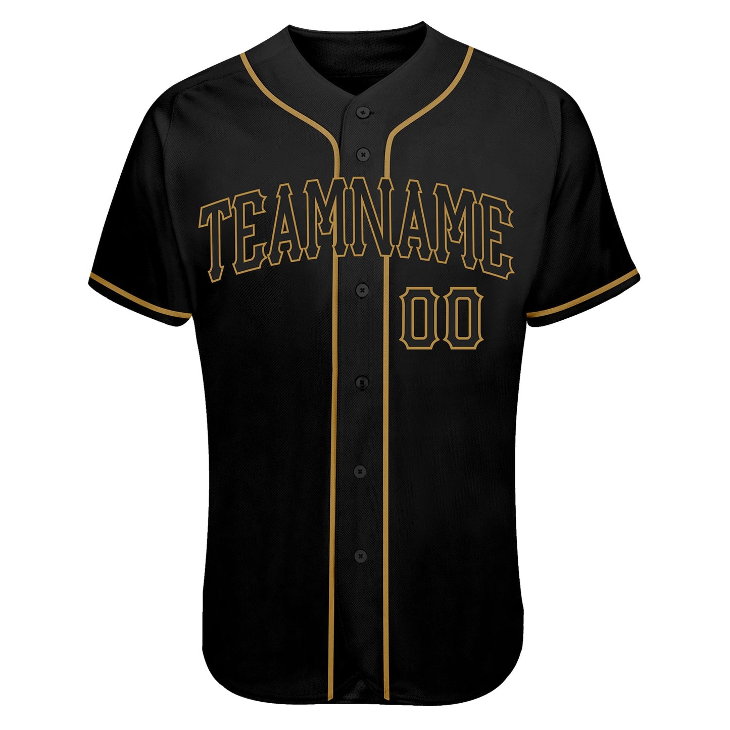 Custom Black Black-Old Gold Authentic Skull Fashion Baseball Jersey view 7