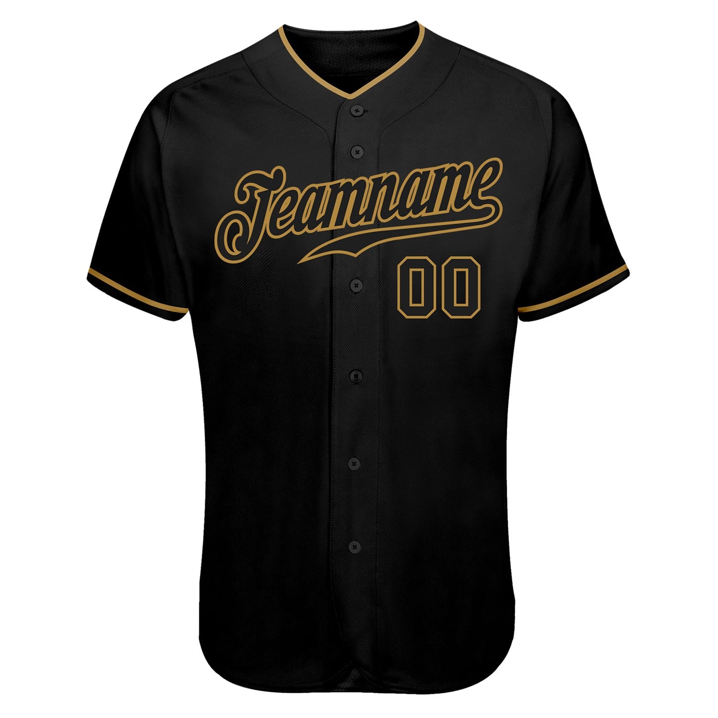 Custom Black Black-Old Gold Authentic Skull Fashion Baseball Jersey view 6