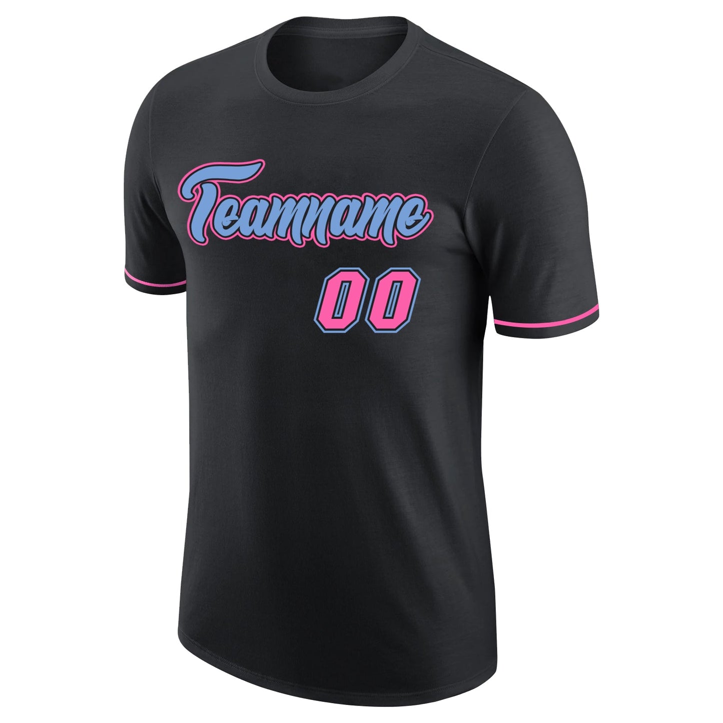 Custom Black Light Blue-Pink Skull Fashion Performance T-Shirt view 6