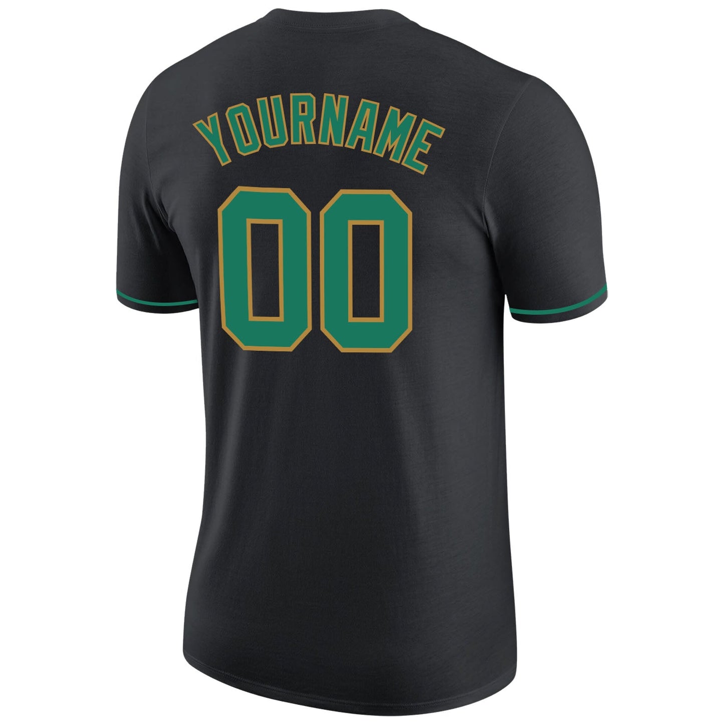 Custom Black Kelly Green-Old Gold Performance T-Shirt view 6