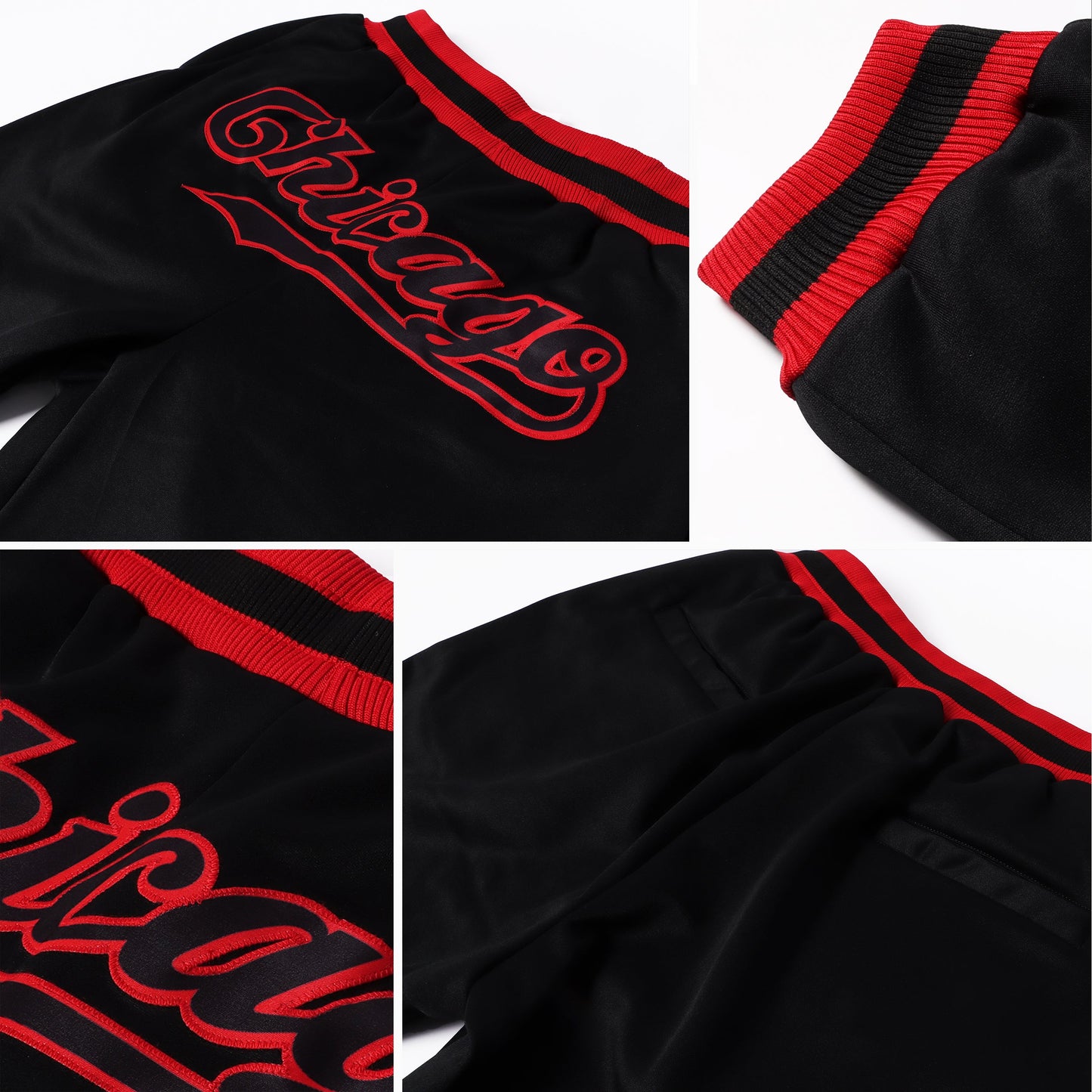Custom Black Black-Red Sports Pants view 5