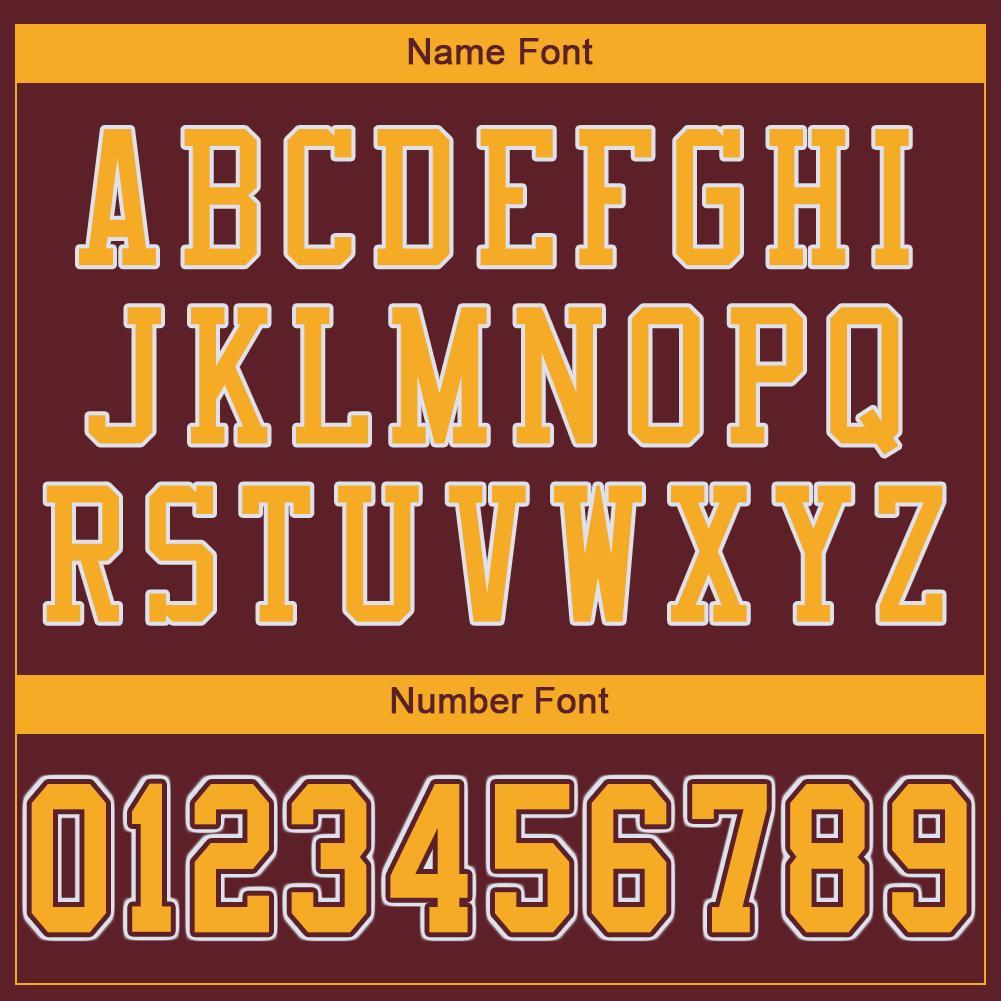 Custom Burgundy Gold-White Mesh Authentic Football Jersey view 5