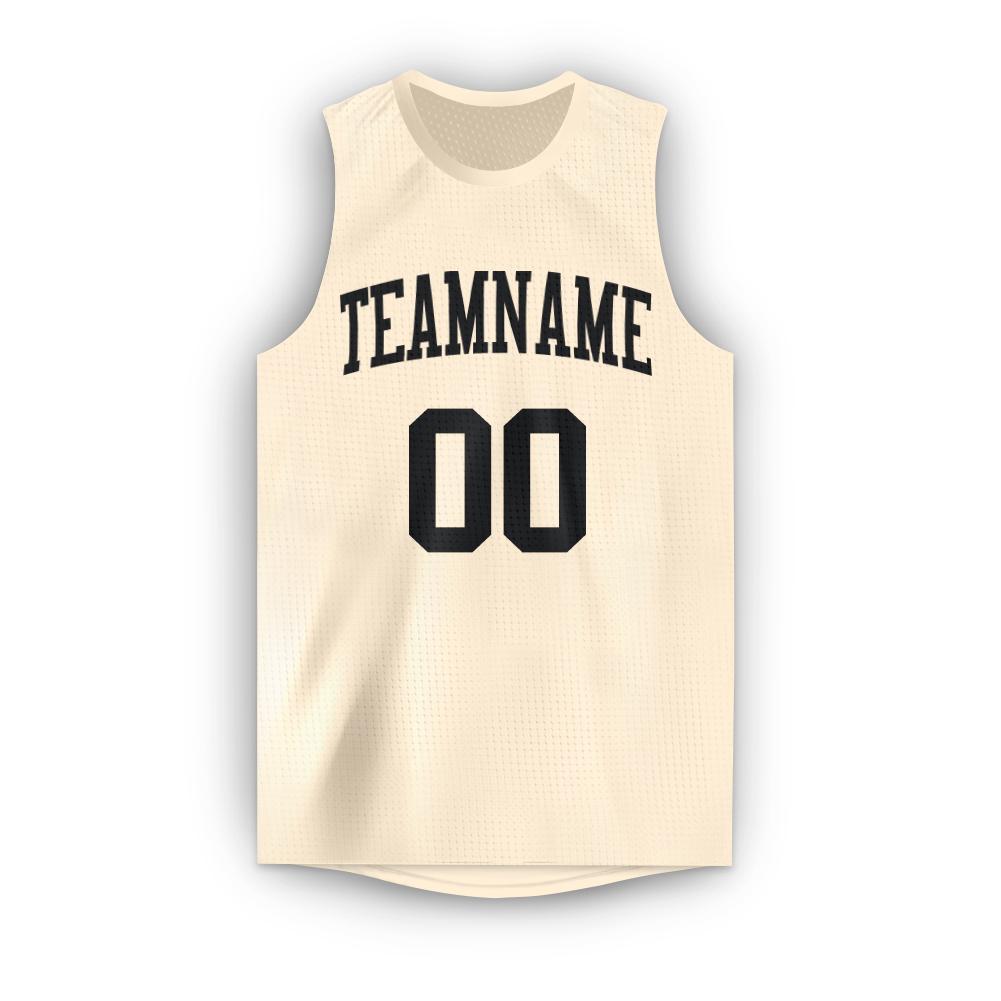 Custom Cream Black Round Neck Basketball Jersey view 5