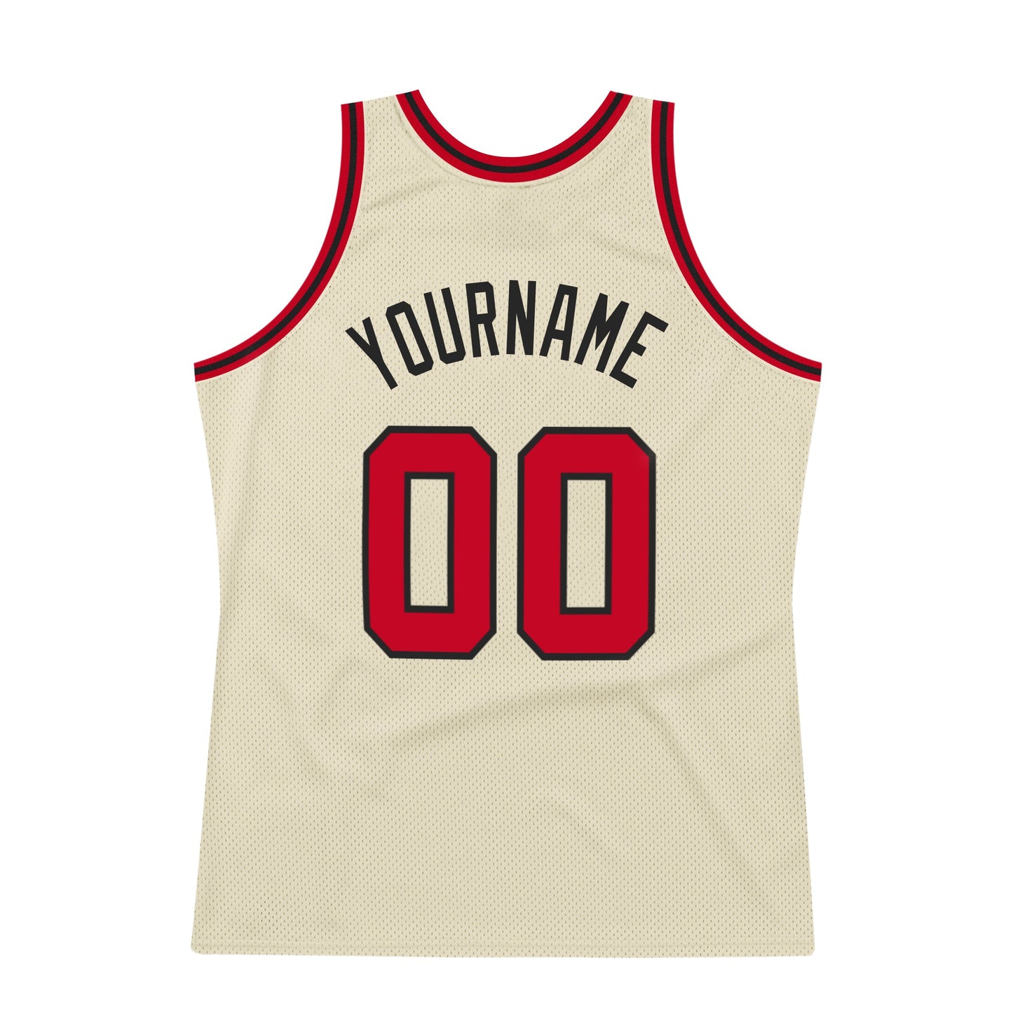 Custom Cream Red-Black Authentic Throwback Basketball Jersey view 6