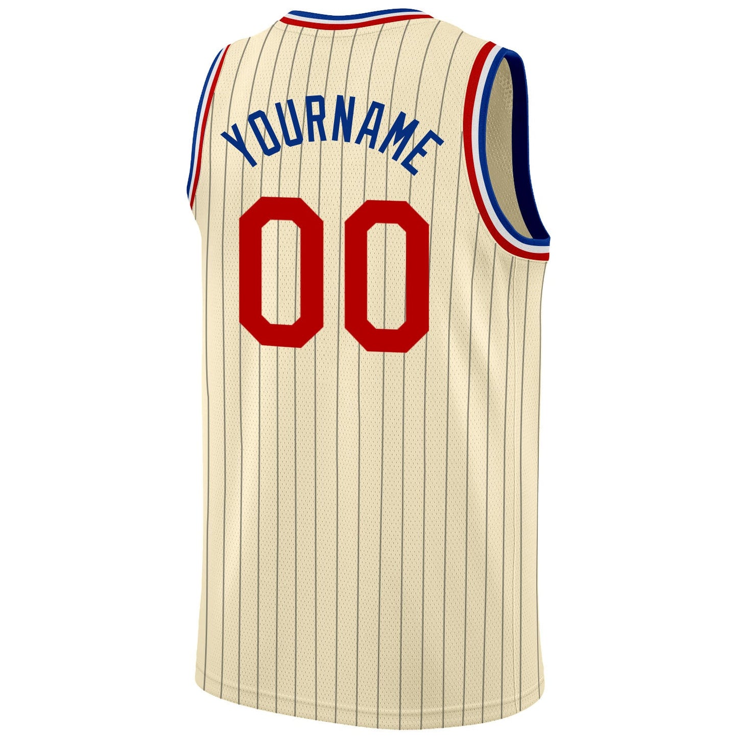 Custom Cream Black Pinstripe Red-Royal Authentic Basketball Jersey view 6