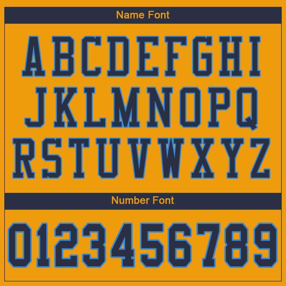 Custom Gold Navy-Powder Blue Mesh Authentic Football Jersey view 5