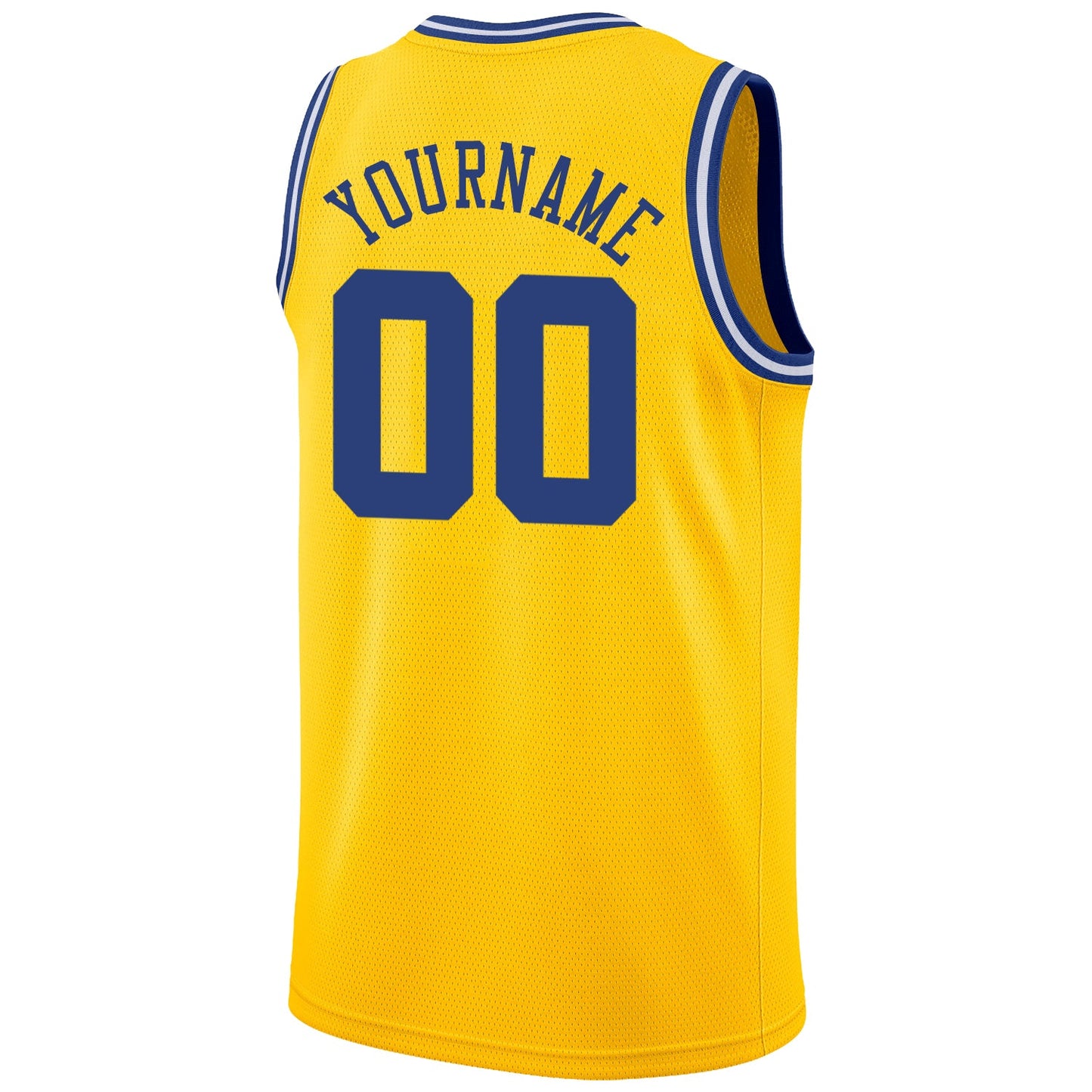 Custom Gold Royal-White Round Neck Rib-Knit Basketball Jersey view 7