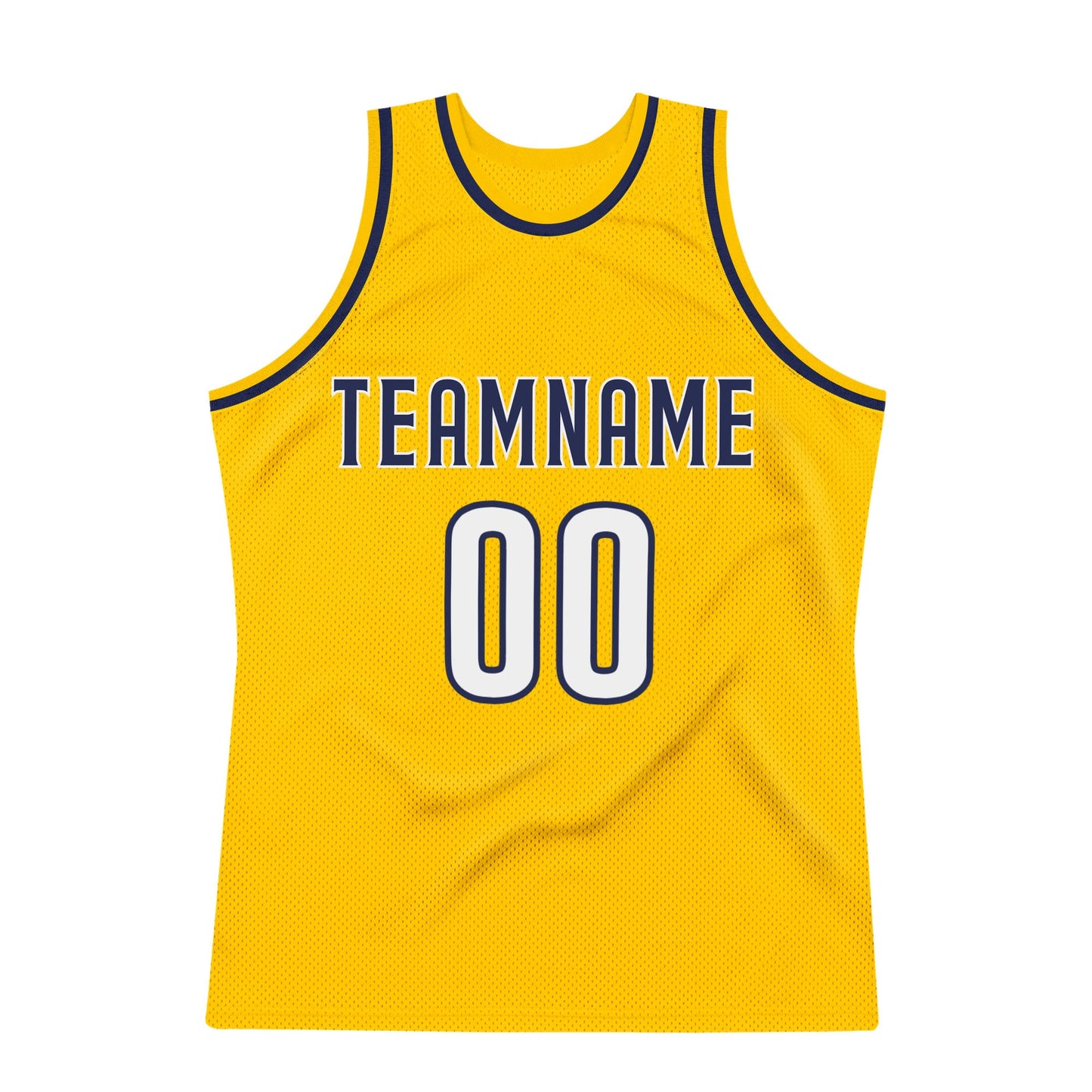 Custom Gold White-Navy Authentic Throwback Basketball Jersey view 7