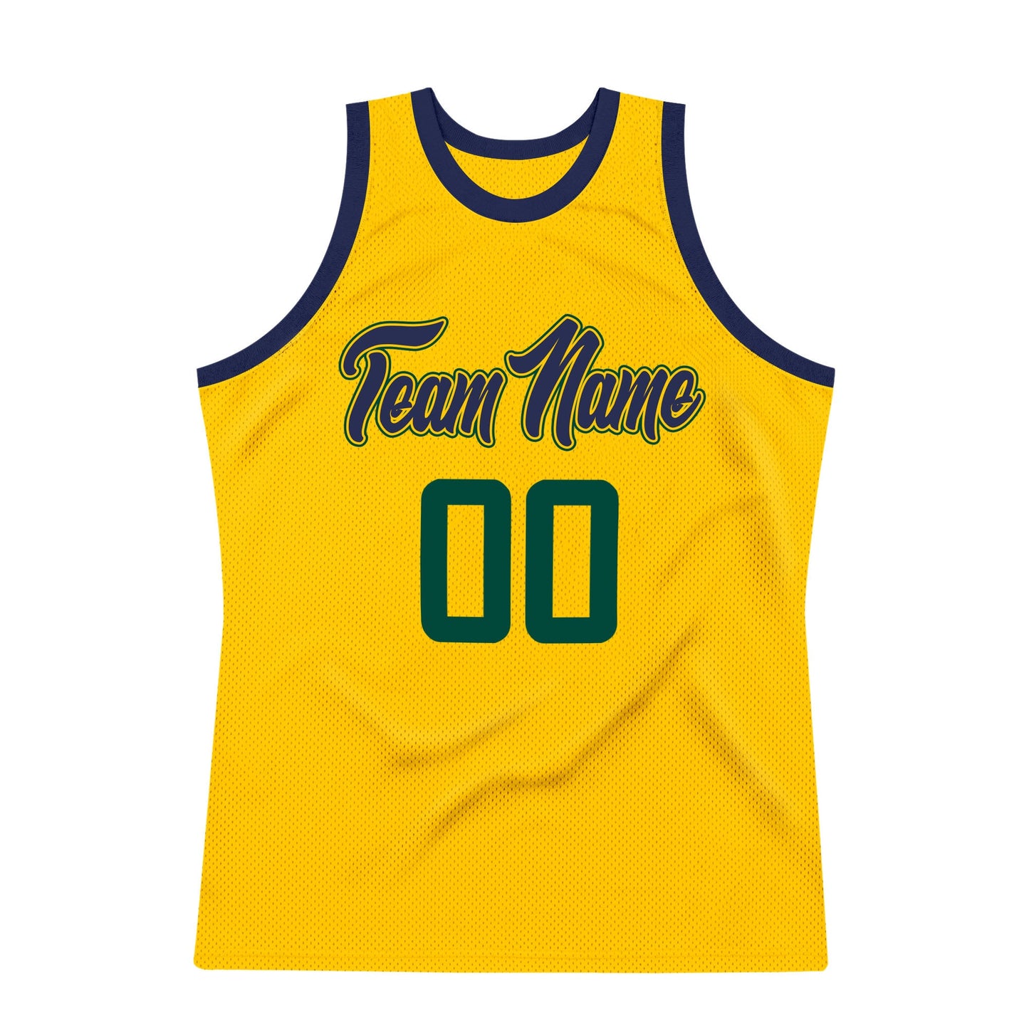 Custom Gold Hunter Green-Navy Authentic Throwback Basketball Jersey view 7