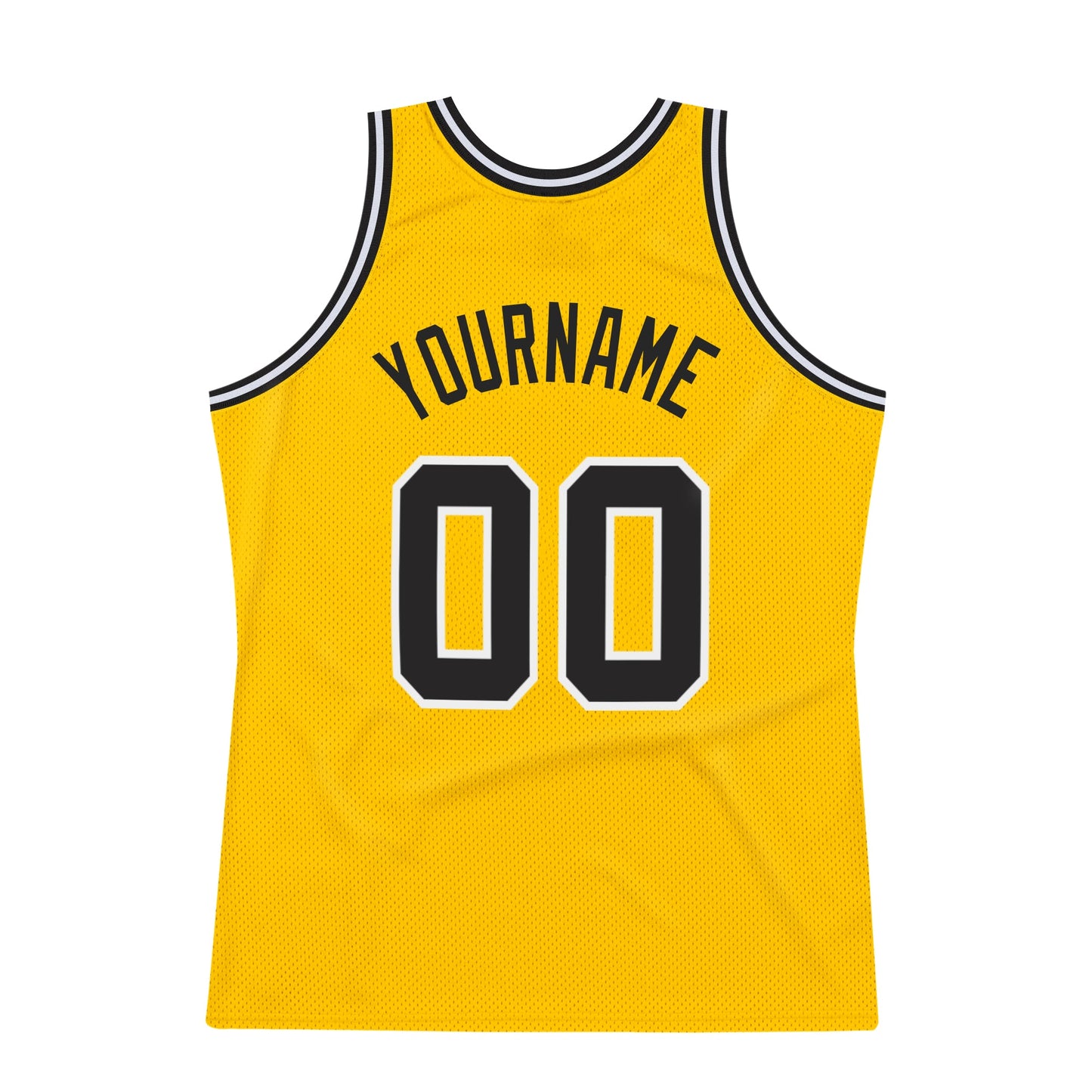 Custom Gold Black-White Authentic Throwback Basketball Jersey view 6