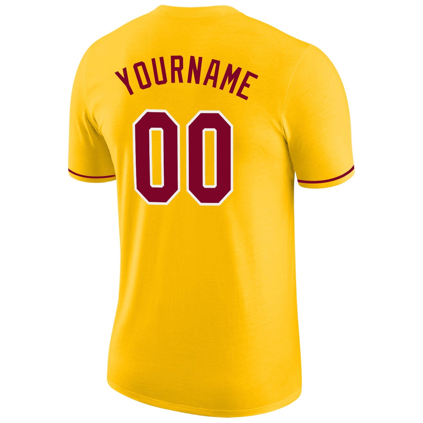 Custom Gold Maroon-White Performance T-Shirt view 6