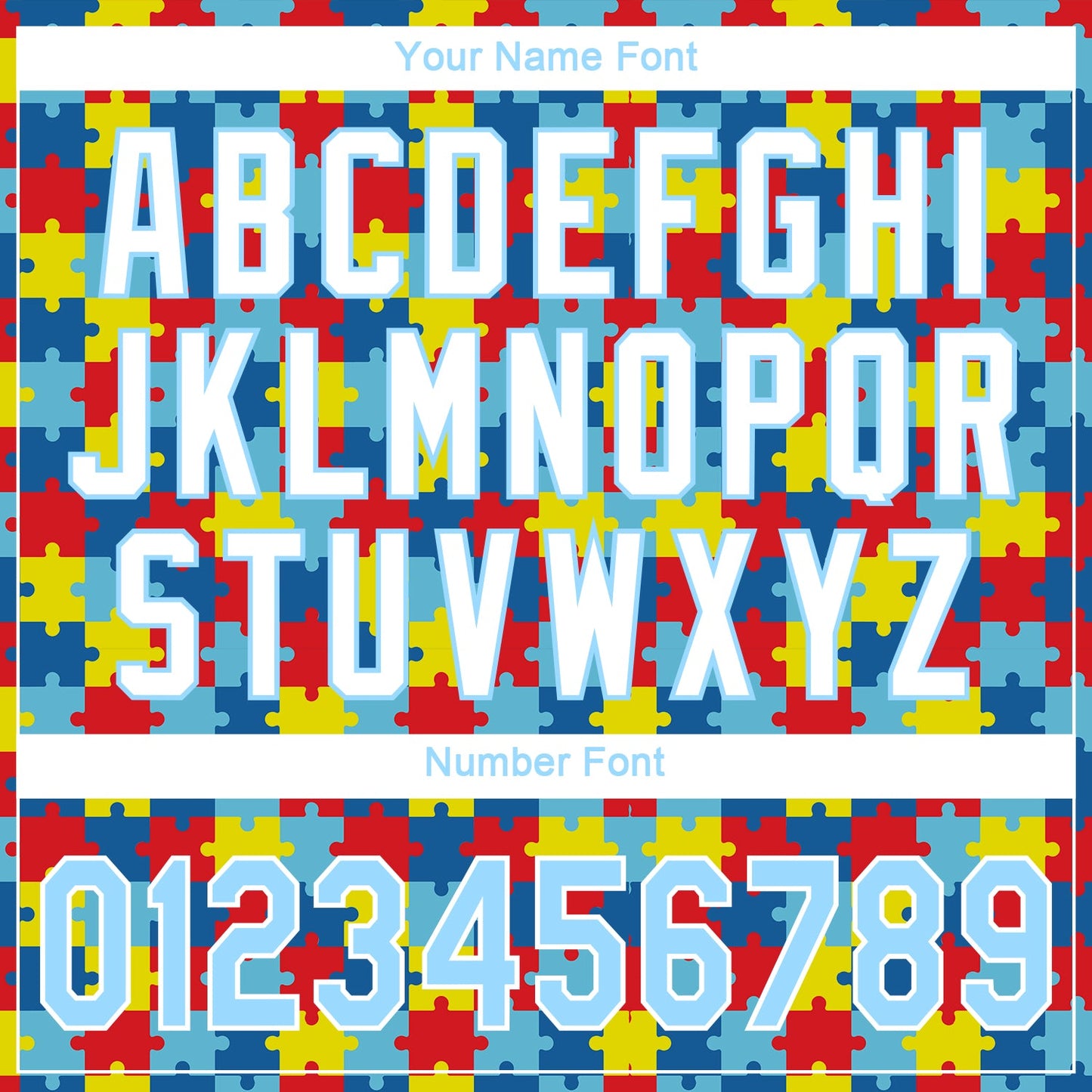Custom Autism Supporter Awareness Puzzle Pieces Light Blue-White 3D Authentic Baseball Jersey view 5