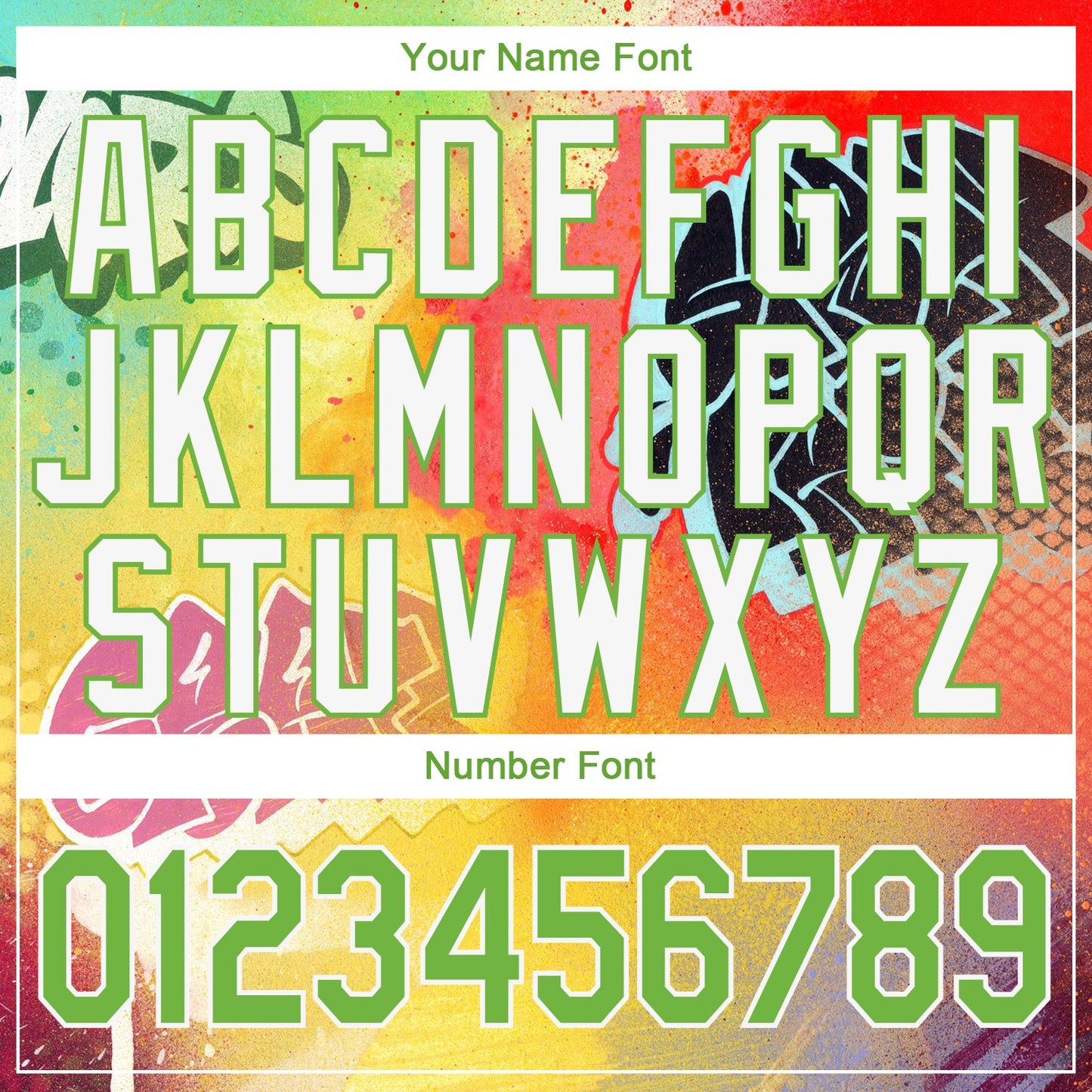 Custom Stitched Graffiti Pattern Neon Green-White 3D Sports Pullover Sweatshirt Hoodie view 6