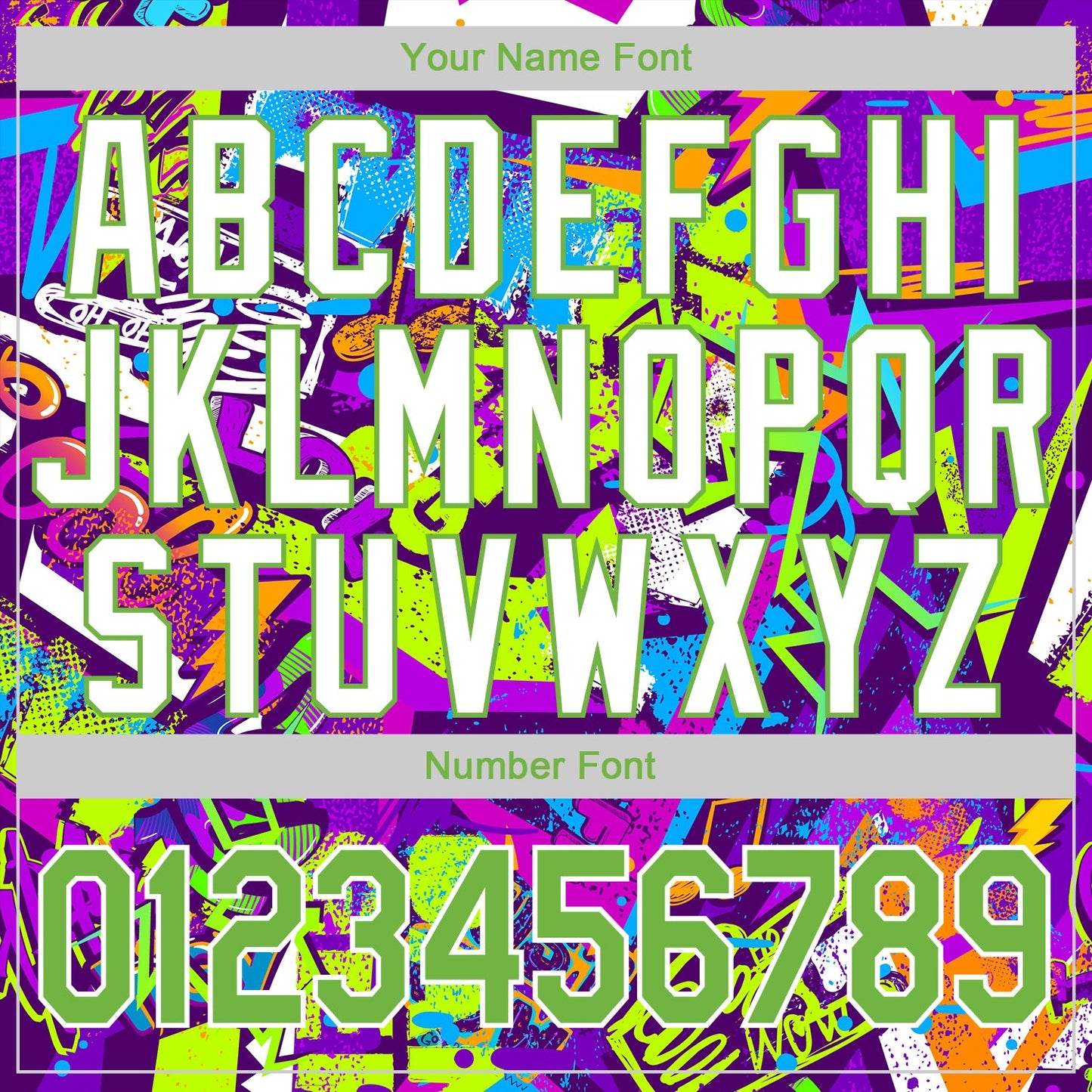 Custom Stitched Graffiti Pattern Neon Green-White 3D Sports Pullover Sweatshirt Hoodie view 6