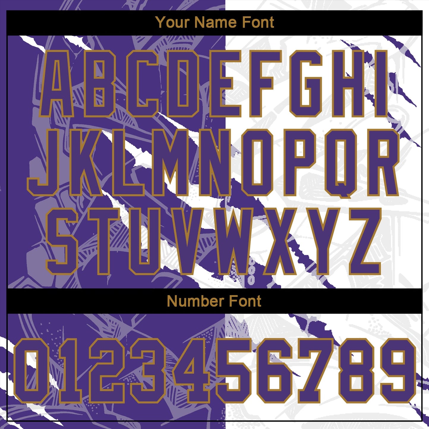 Custom Graffiti Pattern Purple-Old Gold 3D Authentic Baseball Jersey view 5