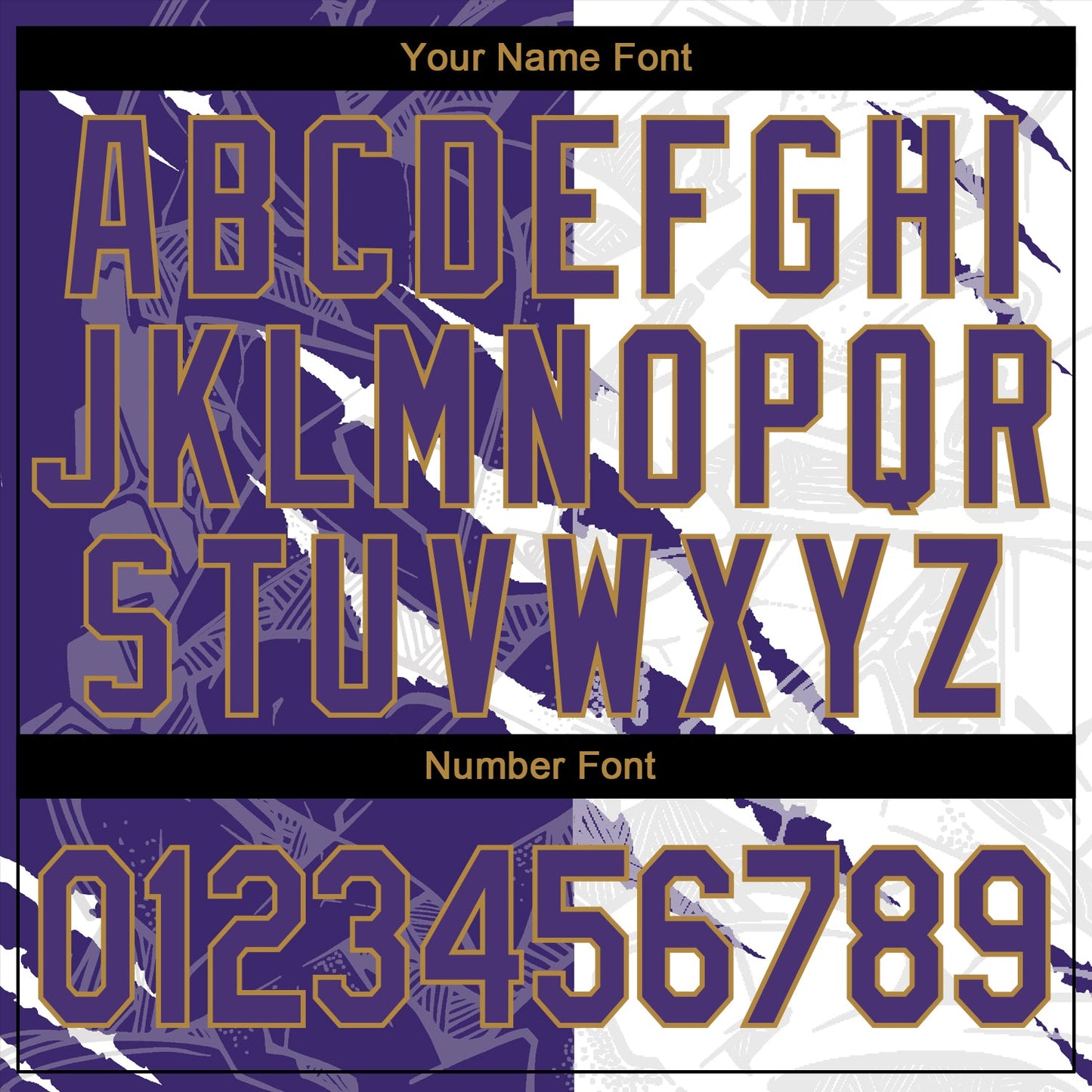Custom Graffiti Pattern Purple-Old Gold 3D Performance T-Shirt view 4