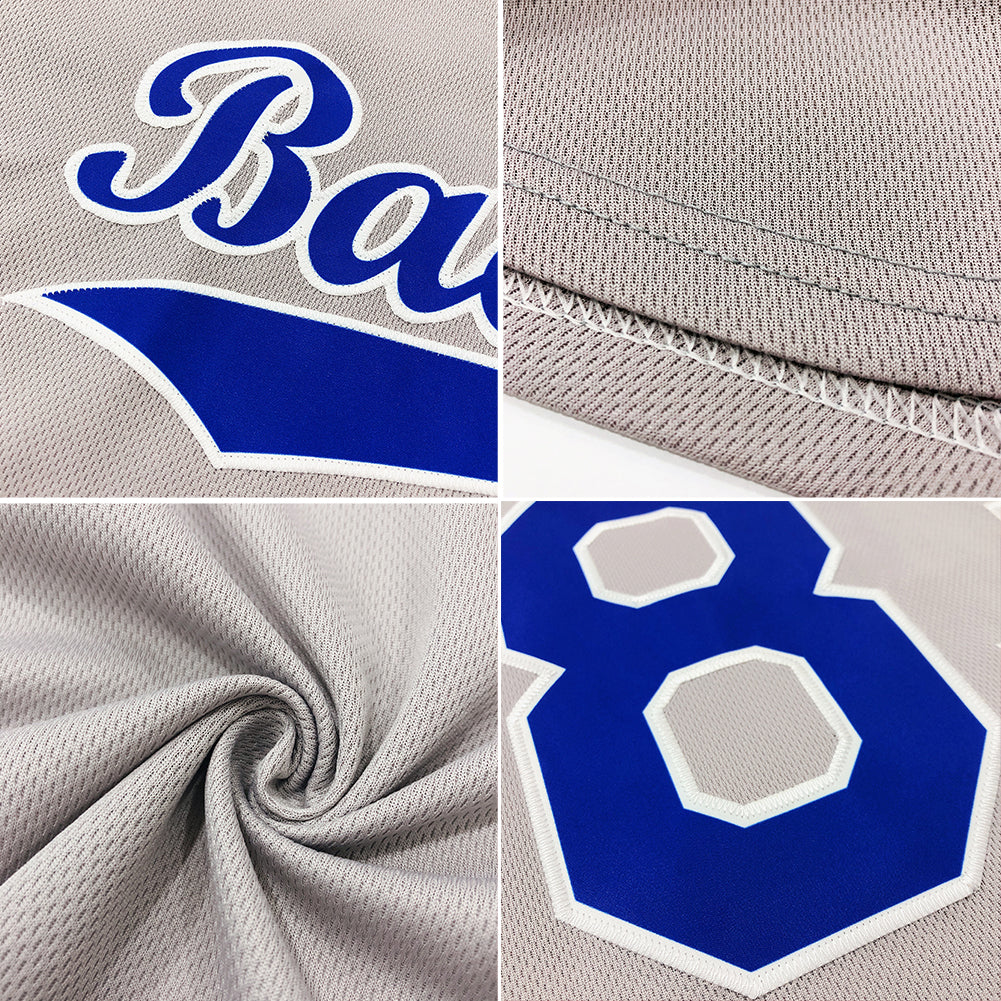 Custom Gray Black-White Authentic Throwback Rib-Knit Baseball Jersey Shirt view 7