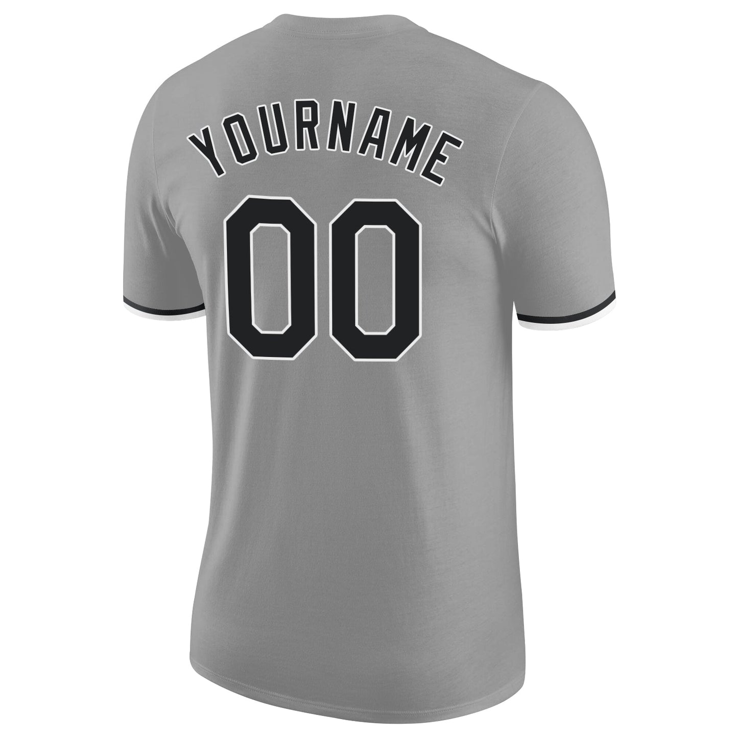 Custom Gray Black-White Performance T-Shirt view 6